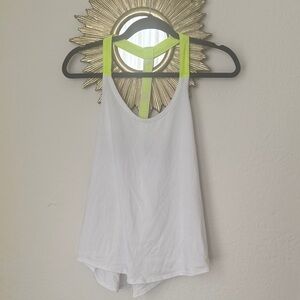 Nike Medium White Tank Top with Neon Yellow Racerback Straps